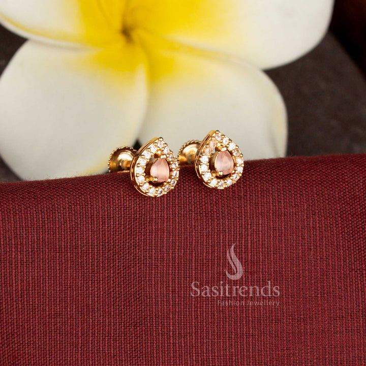 Beautiful pear shape American Diamond stud earrings with elegant craftsmanship - Sasitrends