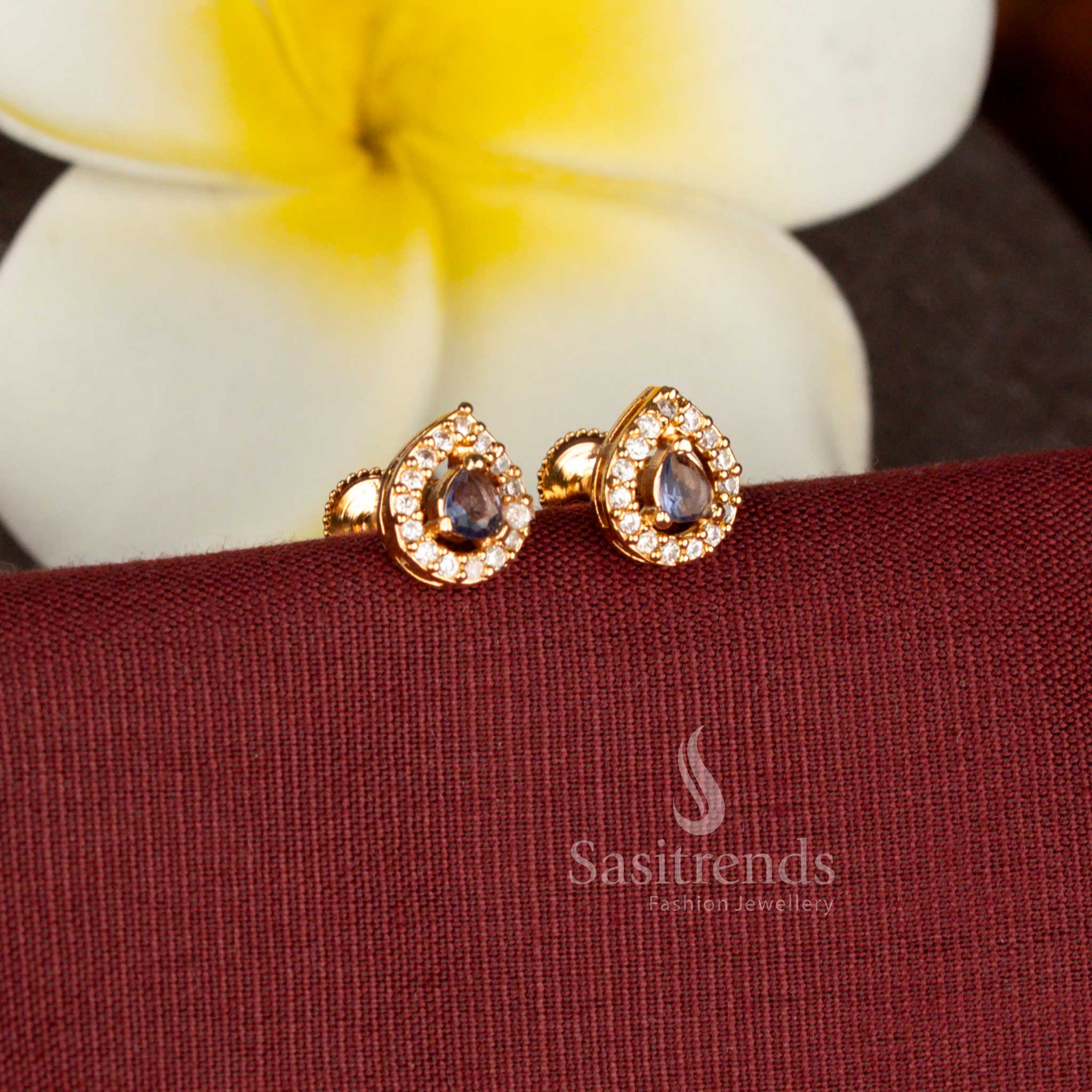 Beautiful pear shape American Diamond stud earrings with elegant craftsmanship - Sasitrends