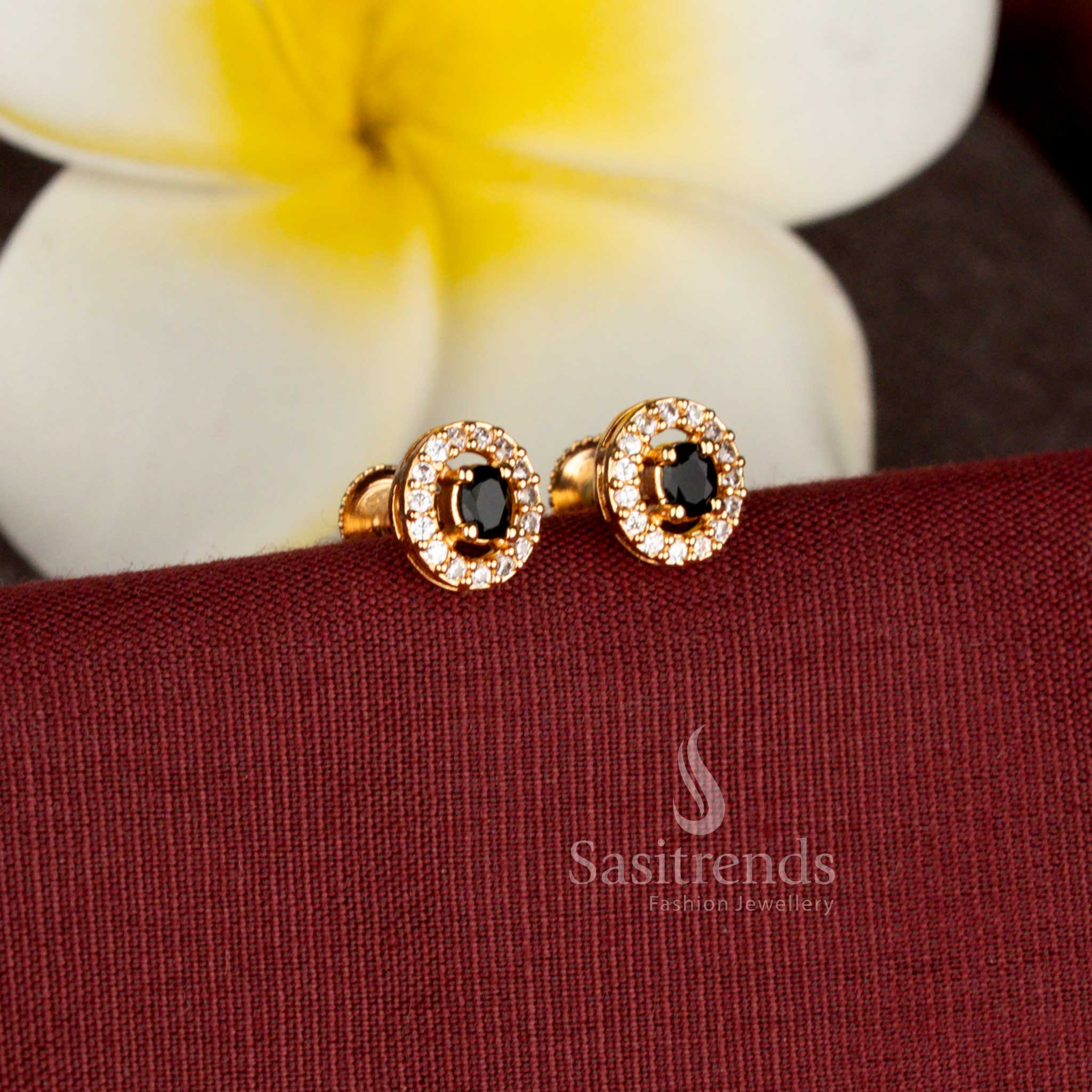 Beautiful oval design American Diamond stud earrings with elegant craftsmanship - Sasitrends