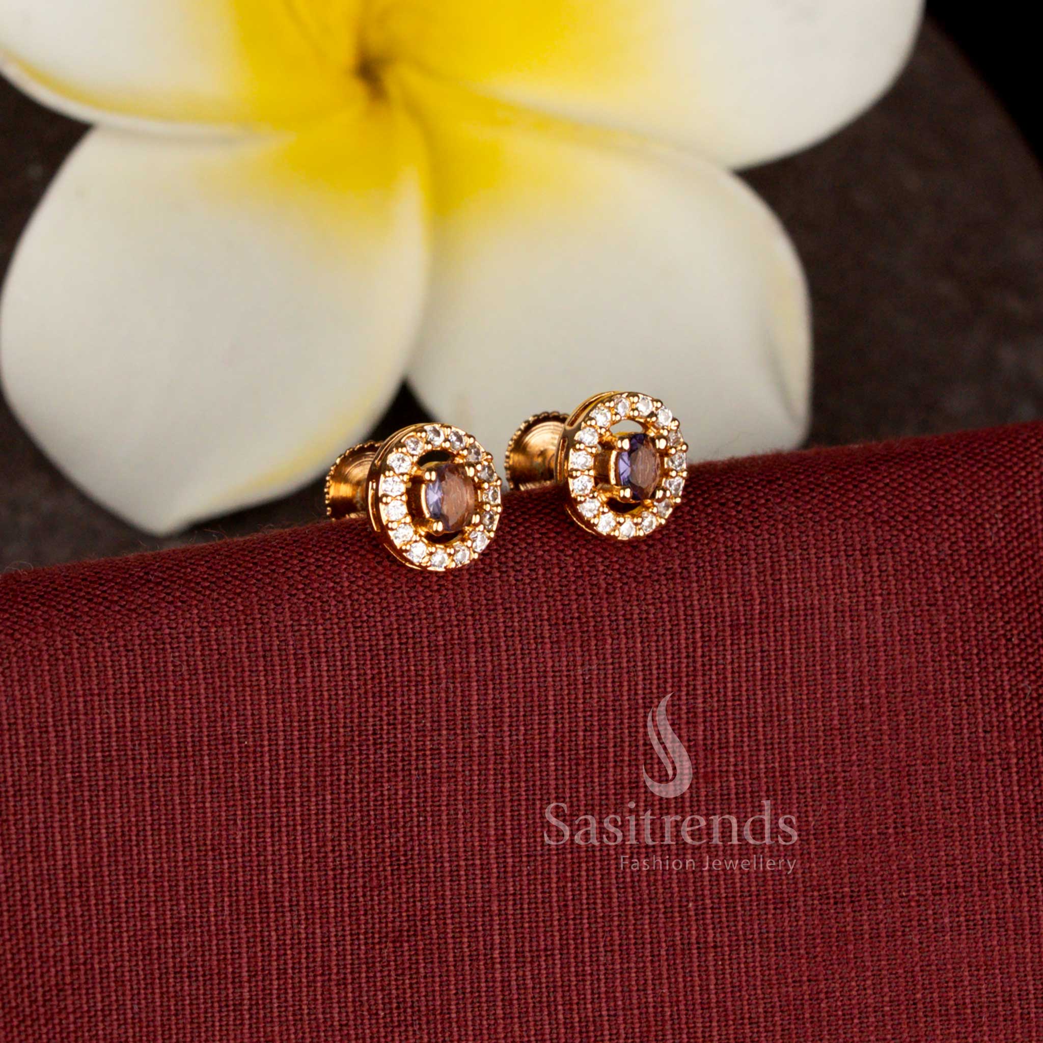 Beautiful oval design American Diamond stud earrings with elegant craftsmanship - Sasitrends
