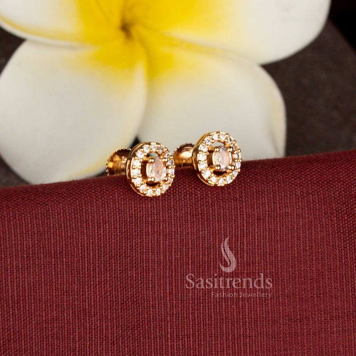 Beautiful oval design American Diamond stud earrings with elegant craftsmanship - Sasitrends