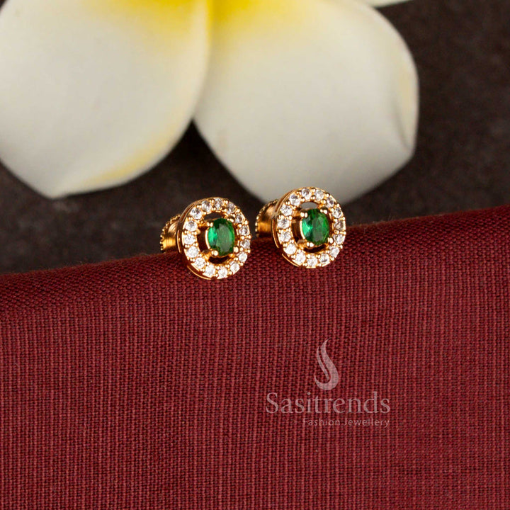 Beautiful oval design American Diamond stud earrings with elegant craftsmanship - Sasitrends