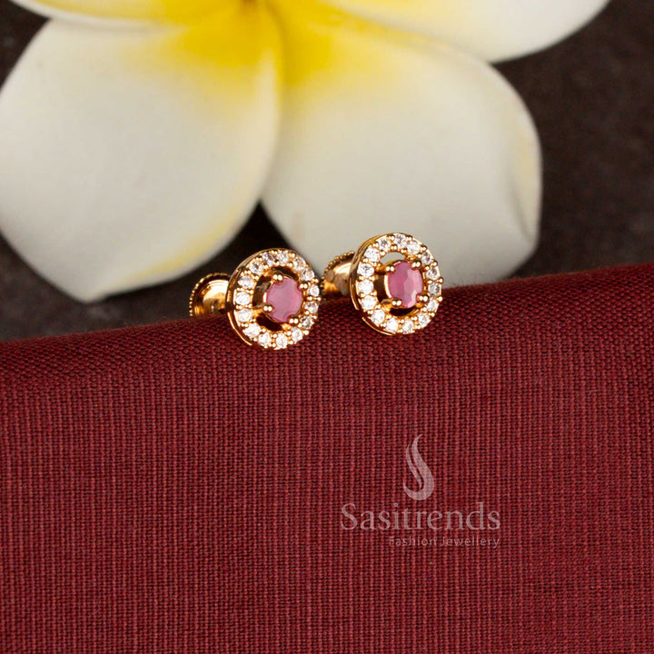 Beautiful oval design American Diamond stud earrings with elegant craftsmanship - Sasitrends