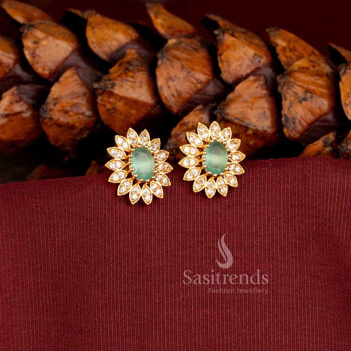 Traditional sunflower design American Diamond earrings for women - Sasitrends
