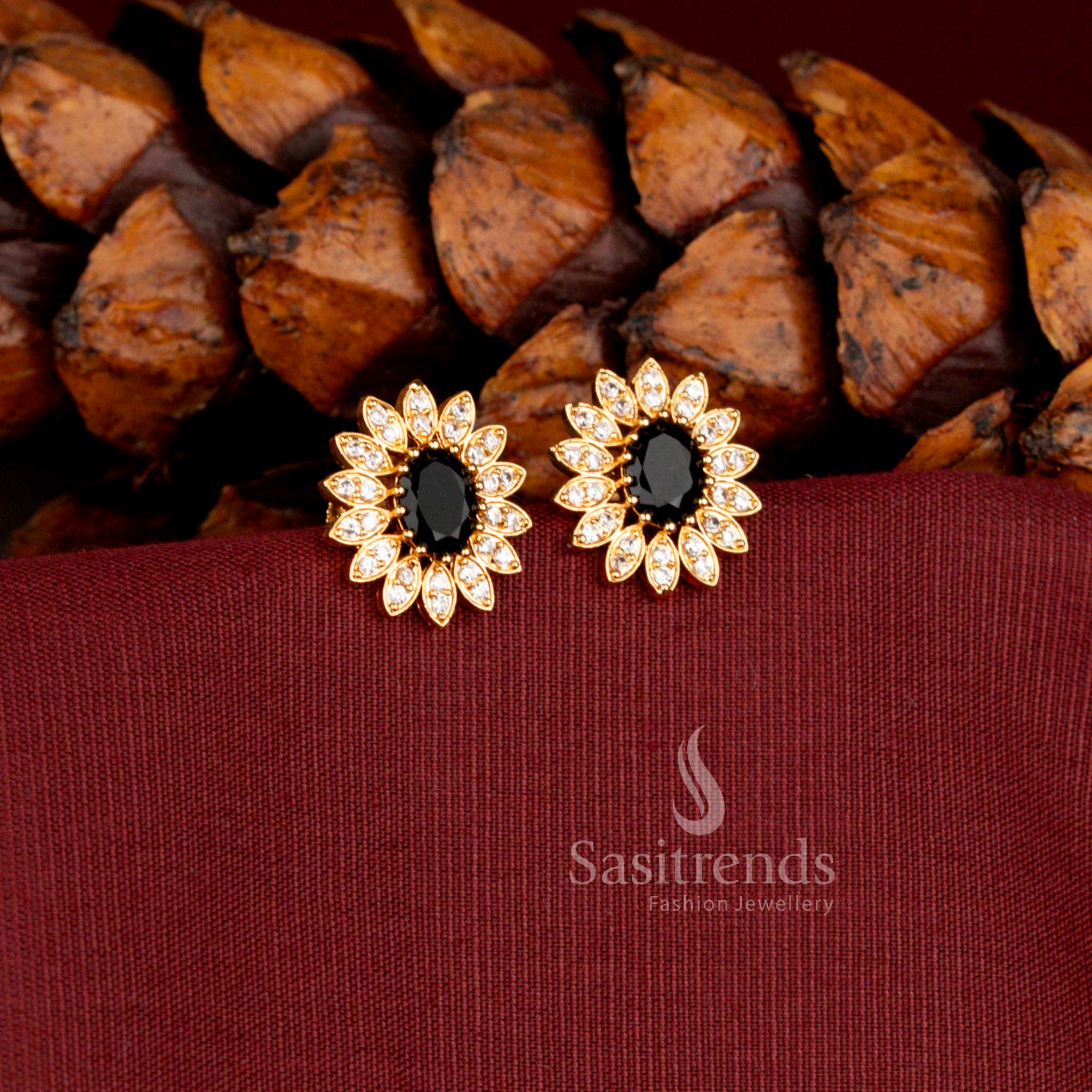 Guaranteed One Gram Micro Gold Plated bridal floral stud earrings for weddings - Sasitrends