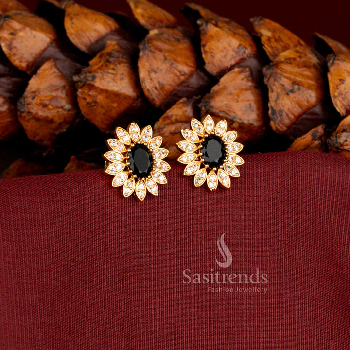 Guaranteed One Gram Micro Gold Plated bridal floral stud earrings for weddings - Sasitrends