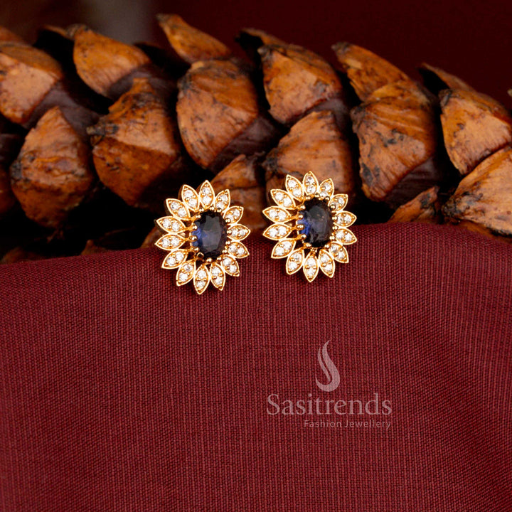 Elegant floral American Diamond stud earrings that look like real gold - Sasitrends