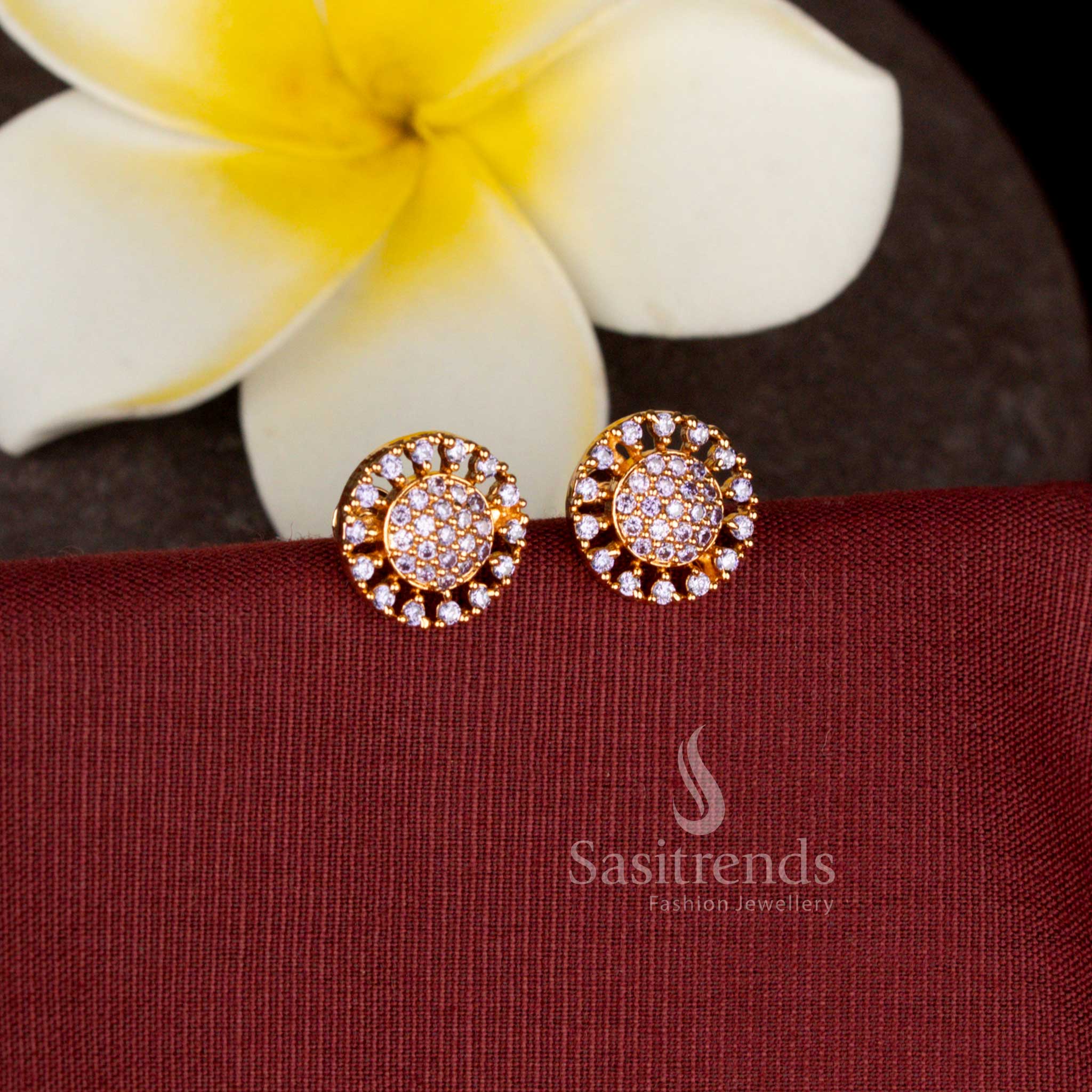 Beautiful floral halo American Diamond earrings with intricate craftsmanship - Sasitrends