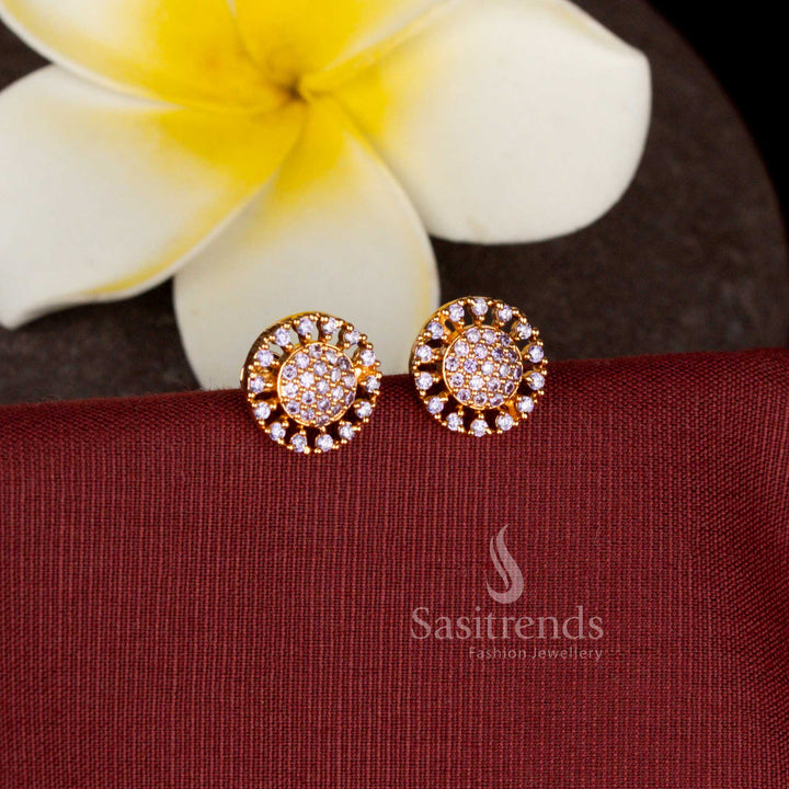 Beautiful floral halo American Diamond earrings with intricate craftsmanship - Sasitrends