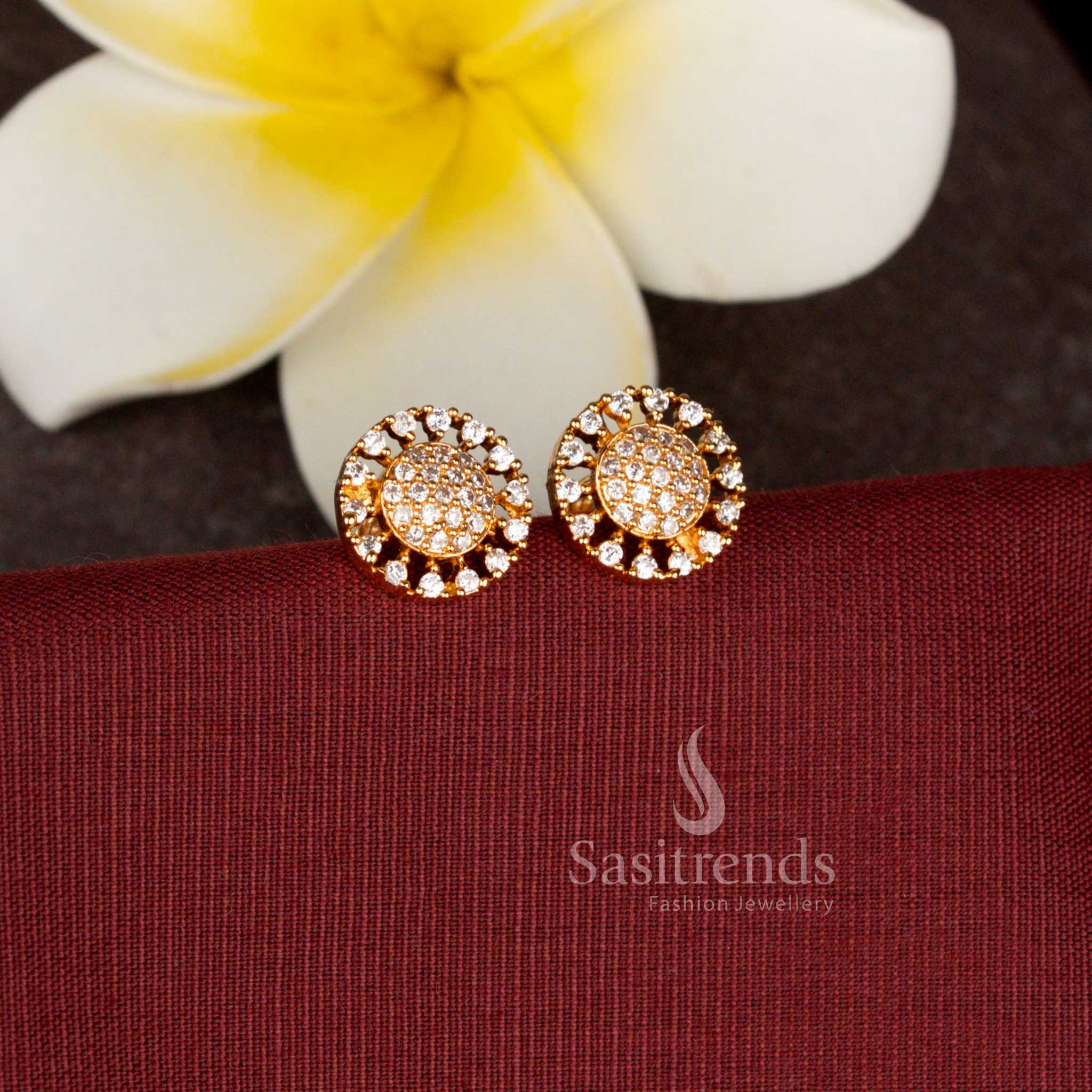 Beautiful floral halo American Diamond earrings with intricate craftsmanship - Sasitrends