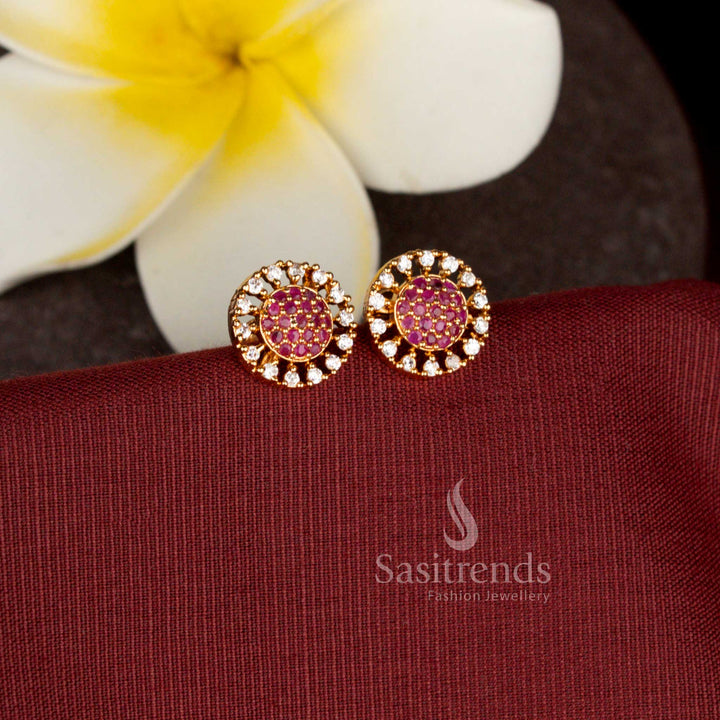Guaranteed One Gram Micro Gold Plated bridal floral stud earrings for weddings - Sasitrends