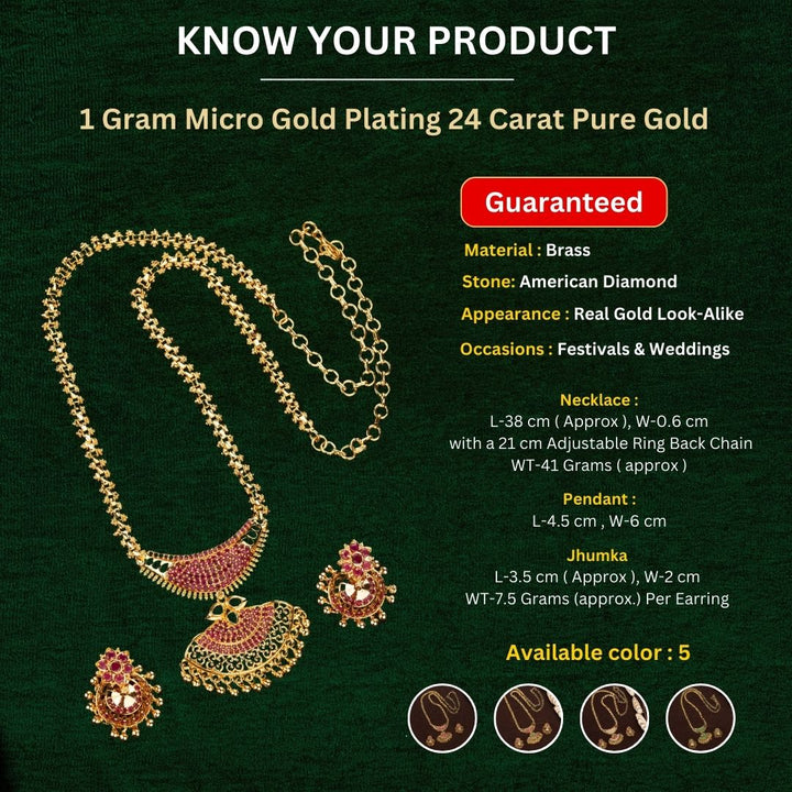 Micro gold plated long jewellery set measurement image - Sasitrends