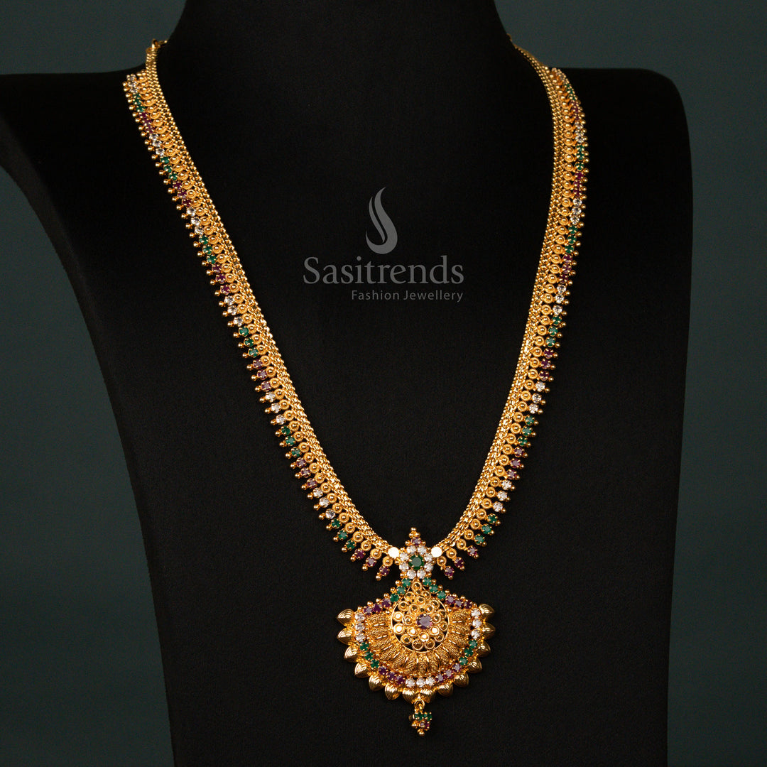 Grand One Gram Gold Jewellery Long Haram Necklace Sasitrends