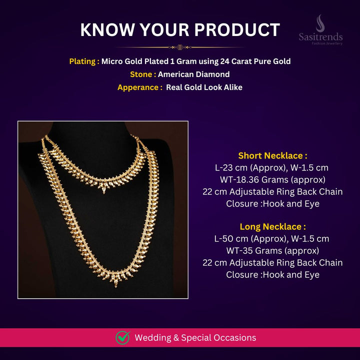 Micro Gold Plated Necklace Set Measurement Image - Sasitrends