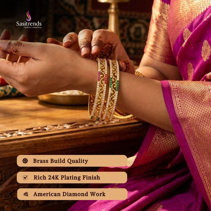 Guaranteed Micro gold plated AD stone bangles - Sasitrends