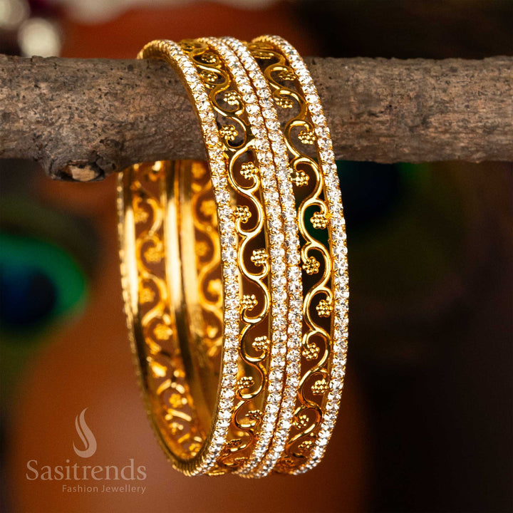 Sasitrends | Exquisite Traditional Wear One Gram Micro Gold Plated Stone Bangles