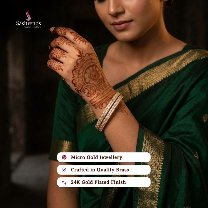 Guaranteed Micro gold plated AD stone bangles model image - Sasitrends