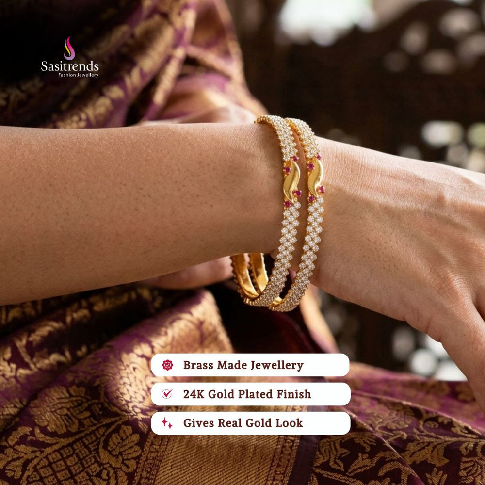 Guaranteed real gold look 24k micro gold plated para stone bangles model image - Sasitrends