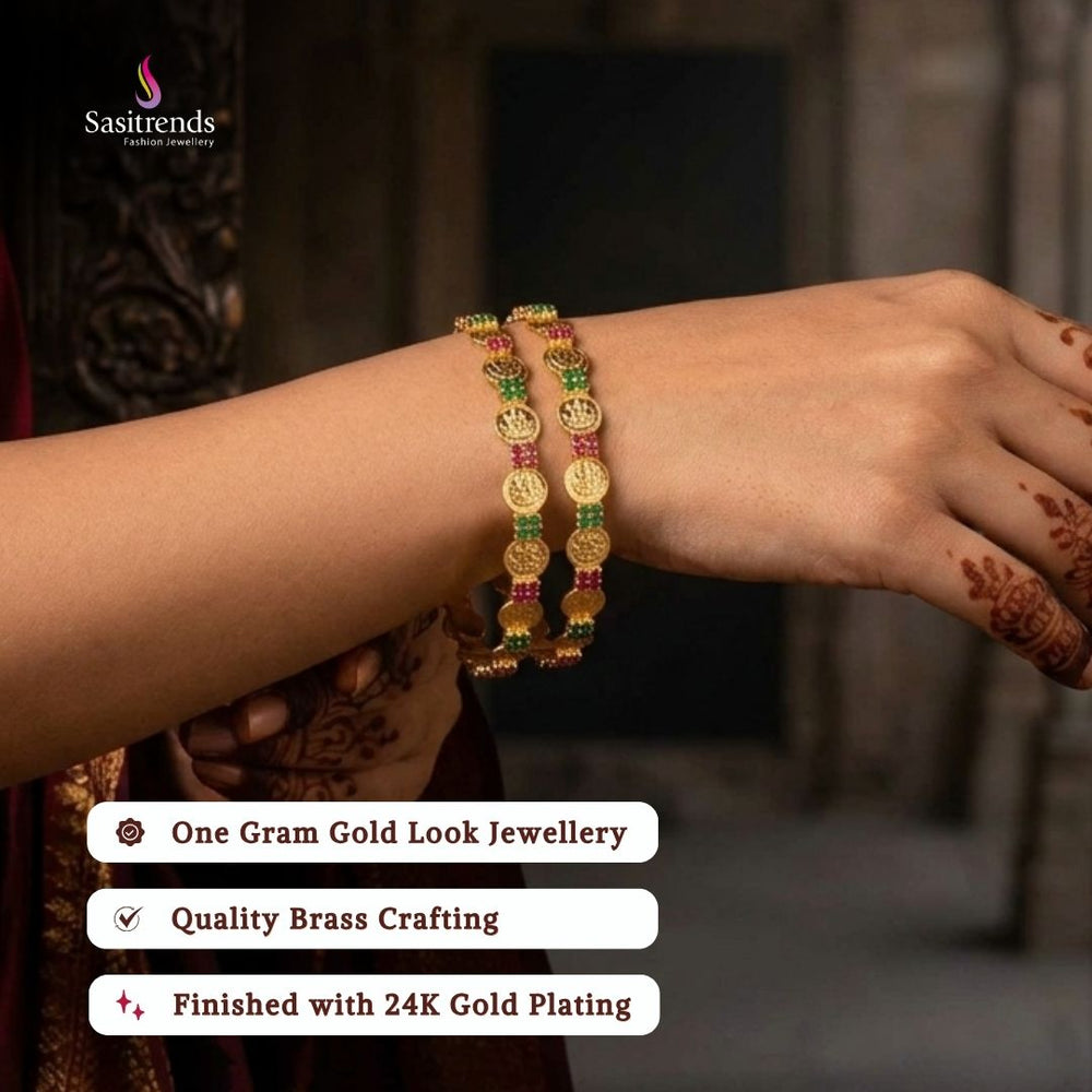 Guaranteed Micro gold plated AD stone bangles model image - Sasitrends 