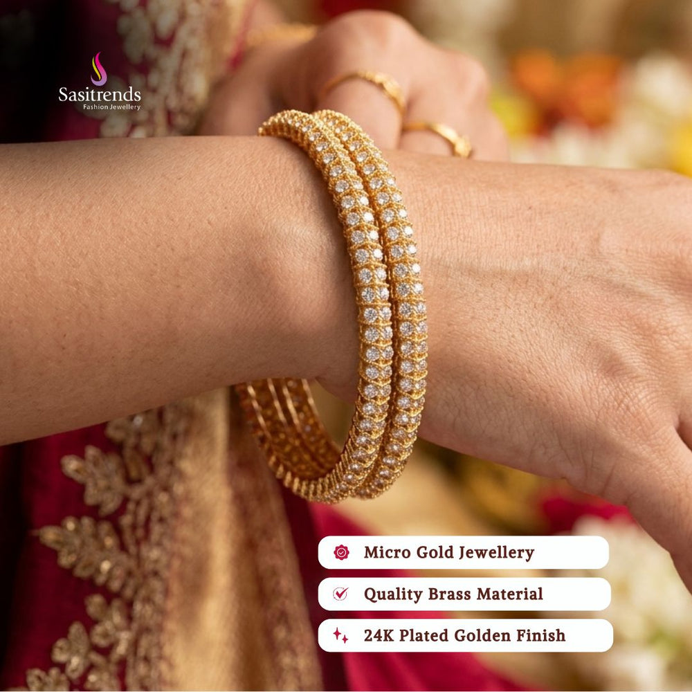 Guaranteed real gold look 24k micro gold plated para stone bangles model image - Sasitrends