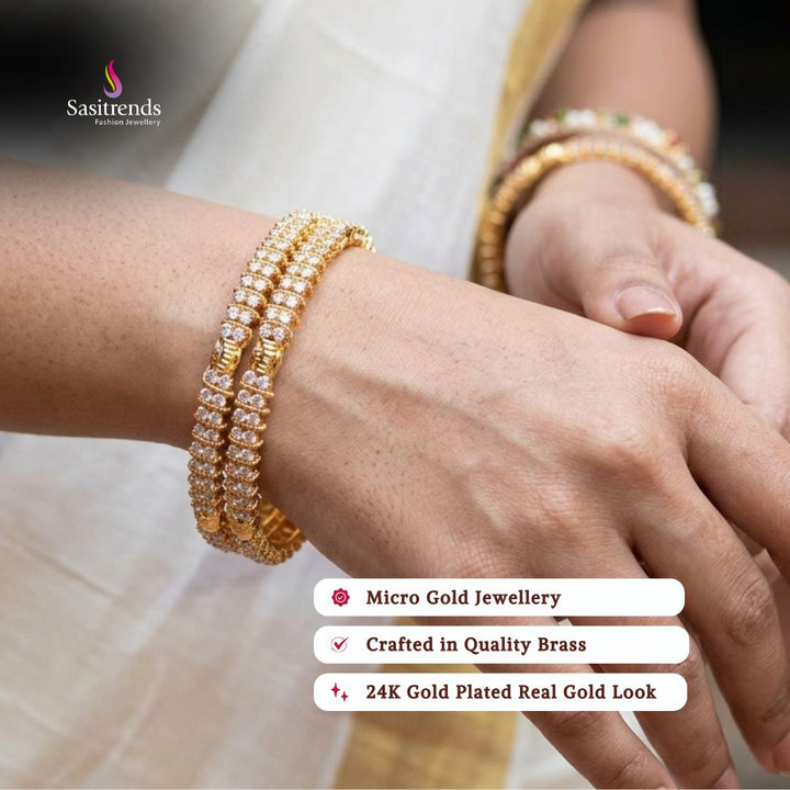 Guaranteed real gold look 24k micro gold plated para stone bangles model image - Sasitrends