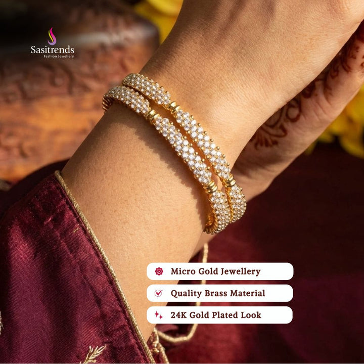 Guaranteed real gold look 24k micro gold plated para stone bangles model image - Sasitrends
