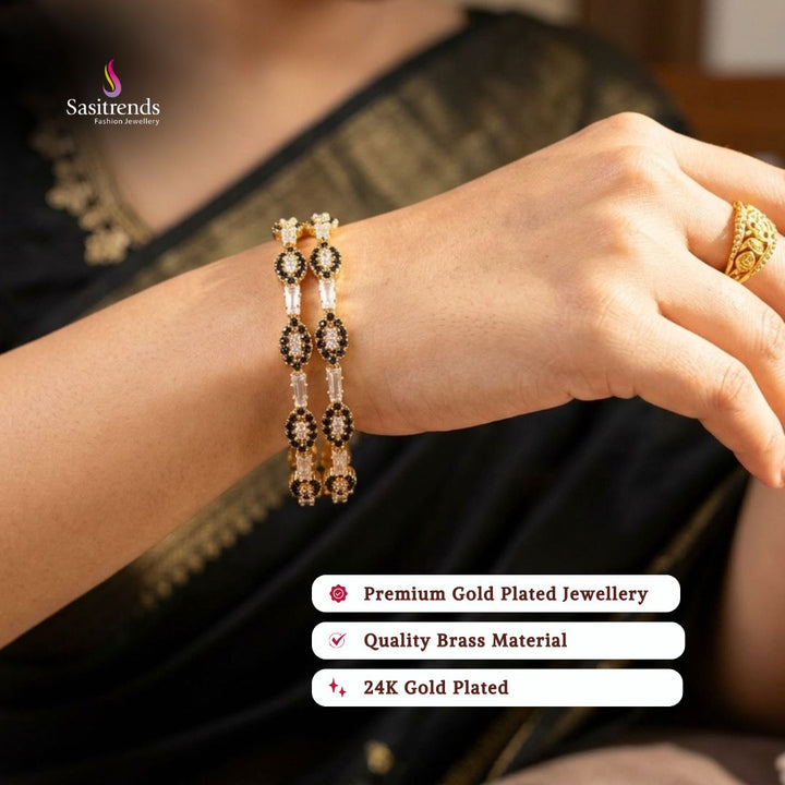Guaranteed real gold look 24k micro gold plated para stone bangles model image - Sasitrends