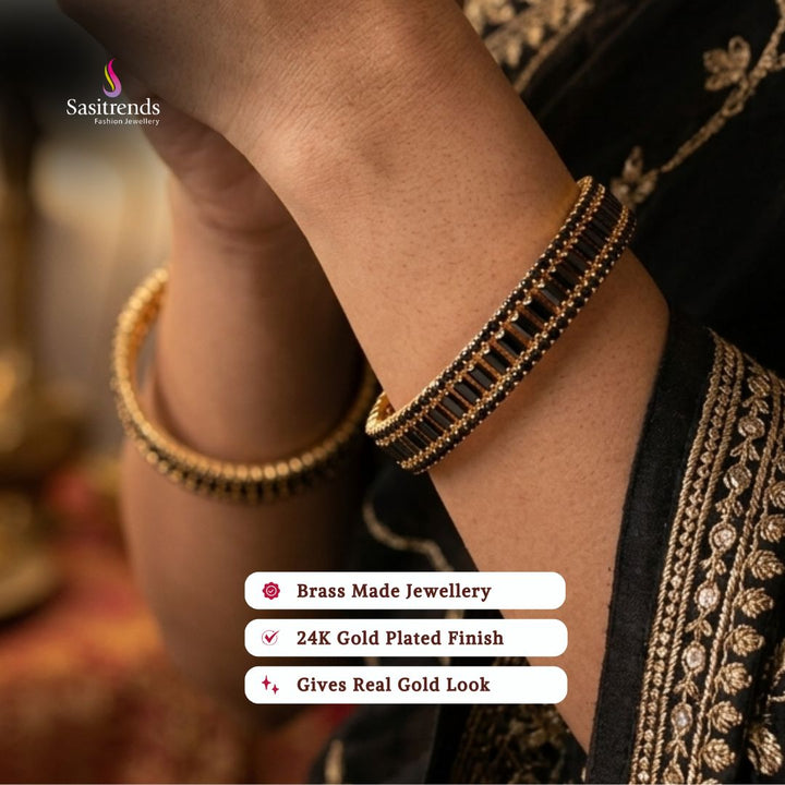 Guaranteed real gold look 24k micro gold plated para stone bangles model image - Sasitrends