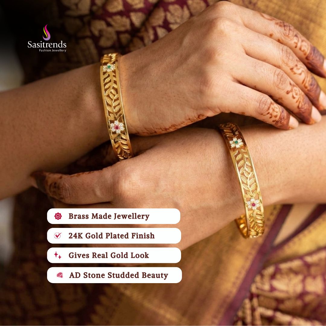 Guaranteed real gold look 24k micro gold plated para stone bangles model image - Sasitrends