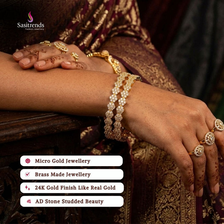 Guaranteed Micro gold plated AD stone bangles model image - Sasitrends