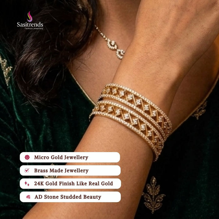 Guaranteed Micro gold plated AD stone bangles model image - Sasitrends