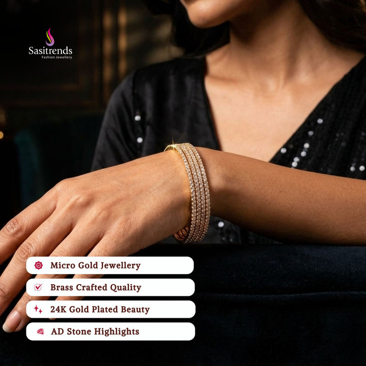 Guaranteed Micro gold plated AD stone bangles model image - Sasitrends