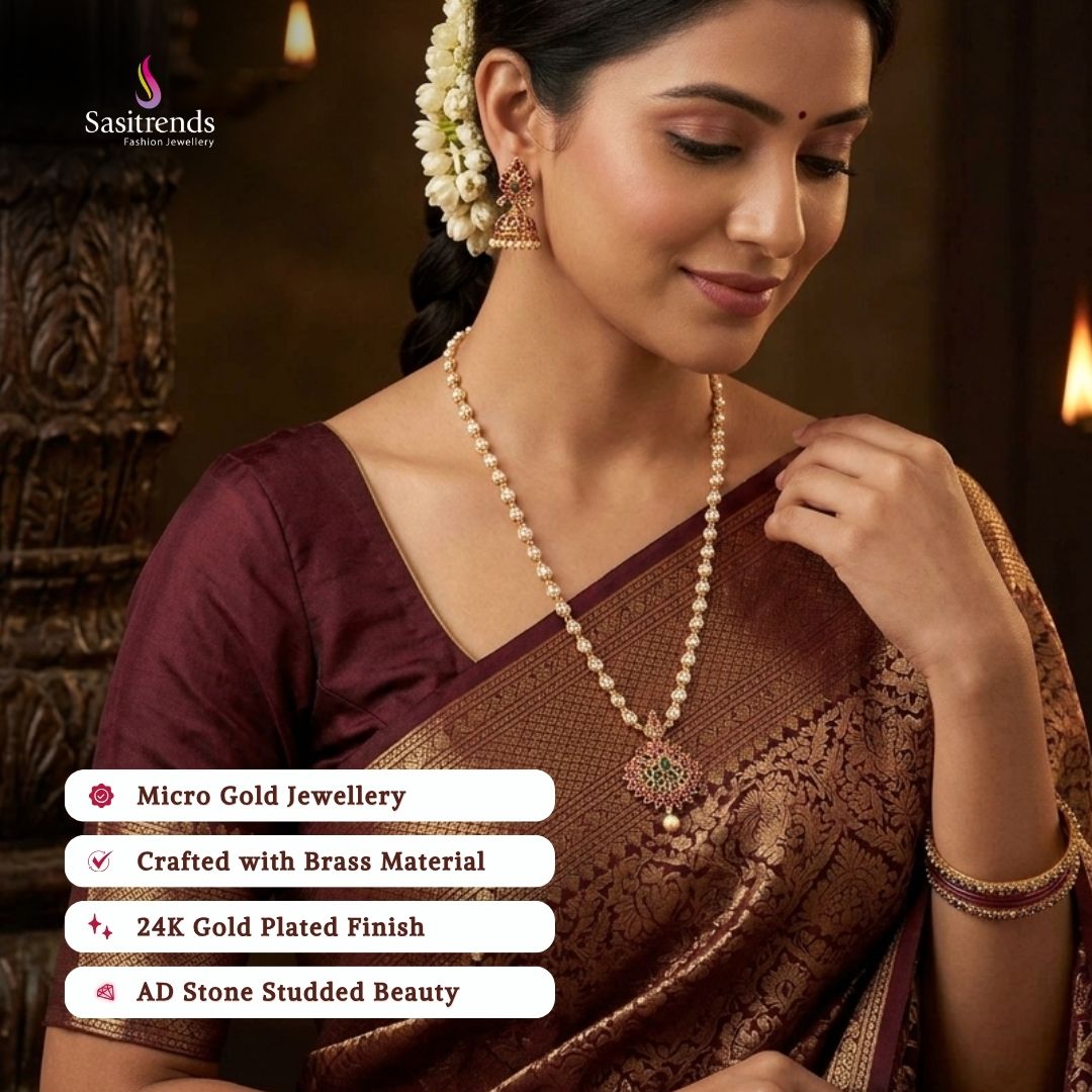 Guaranteed Micro gold plated AD stone necklace model image - Sasitrends