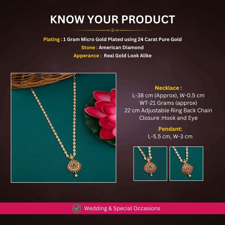 Micro Gold Plated AD Necklace Measurement Image - Sasitrends