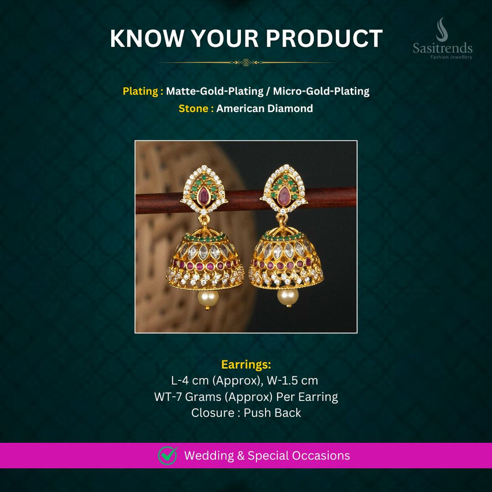 Micro and Matte gold plated AD Earrings Measurement image - Sasitrends