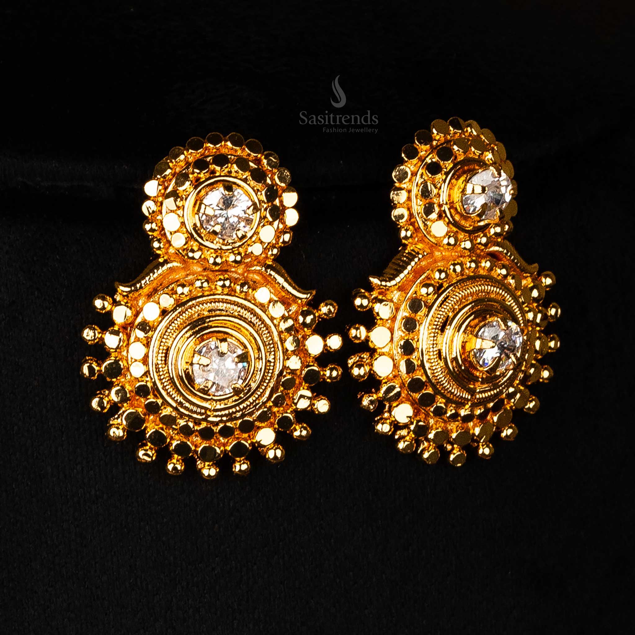Wedding One Gram Micro Gold Plated Necklace Combo Set with intricate designs earrings - Sasitrends