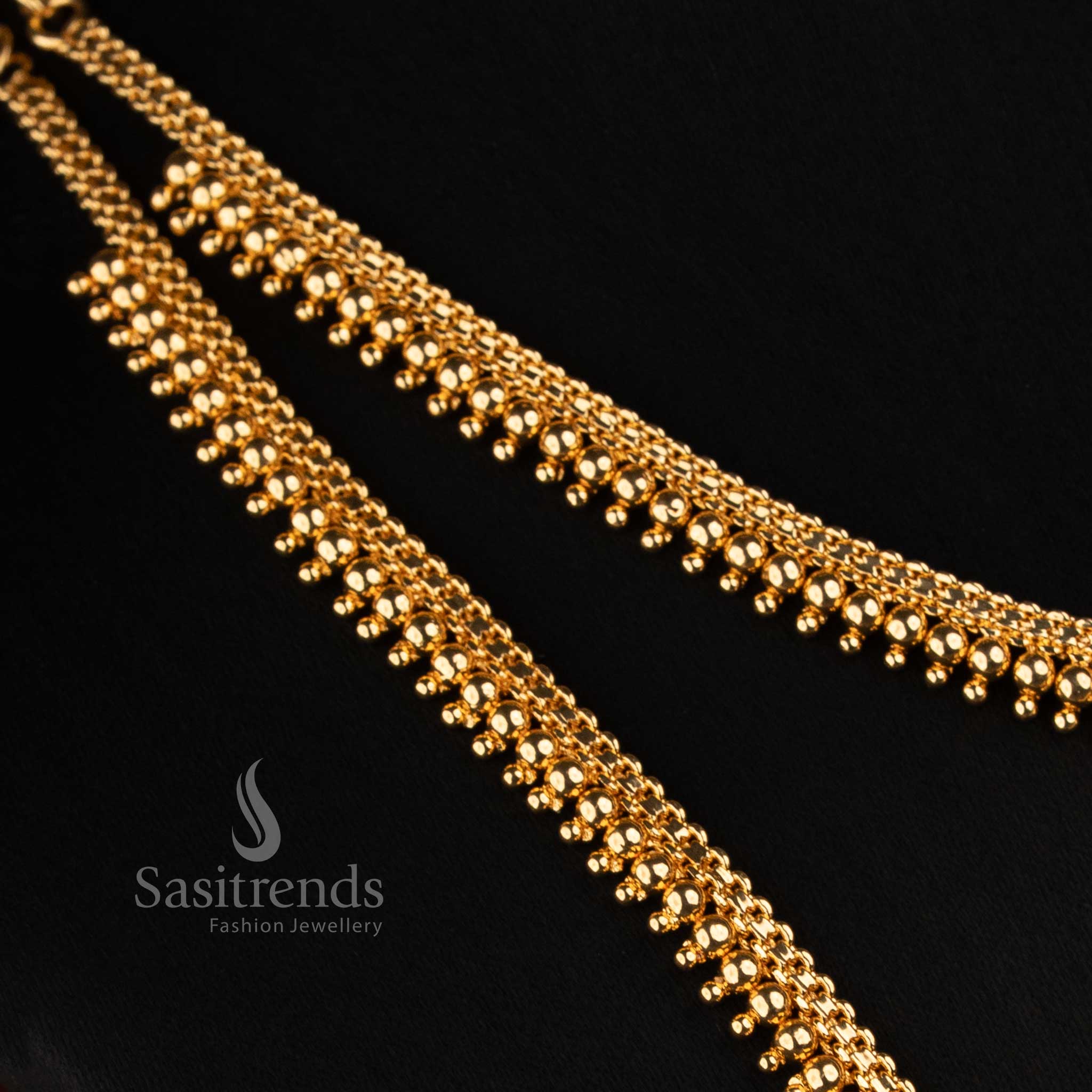 One Gram Gold Plated Necklace Combo Set with Matching Circular Floral Stud Earrings - Sasitrends