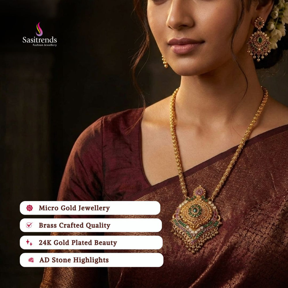 Guaranteed Micro gold plated AD stone necklace model image - Sasitrends