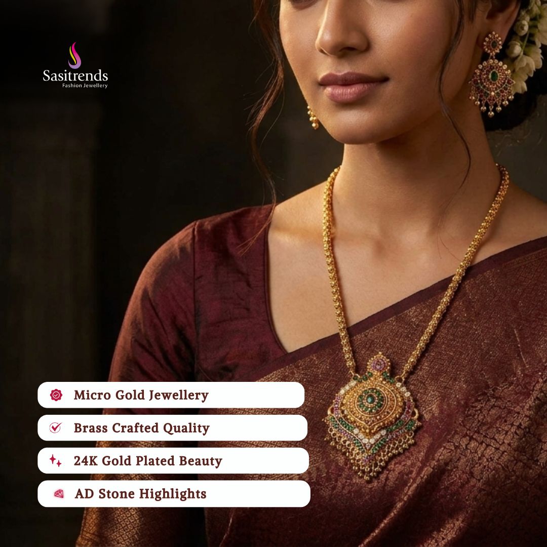 Guaranteed Micro gold plated AD stone necklace model image - Sasitrends