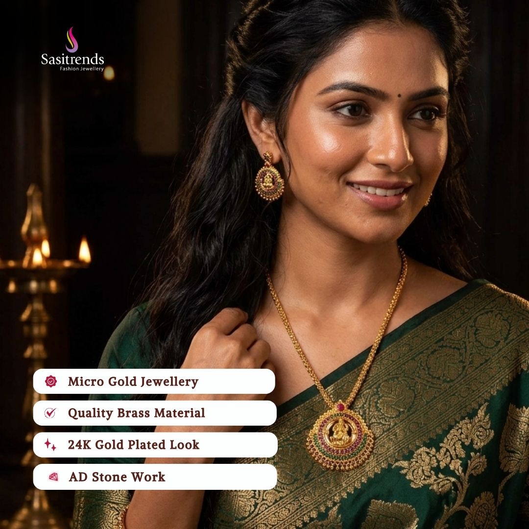Guaranteed Micro gold plated AD stone necklace model image - Sasitrends