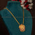 Gold-plated Pendant Dollar Chain Necklace with full ruby stones and Lakshmi motif