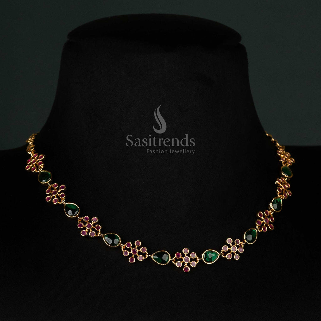 Luxury classic floral elegance micro gold plated necklace for traditional glam, a timeless festive jewellery beauty with radiant golden glow – Sasitrends