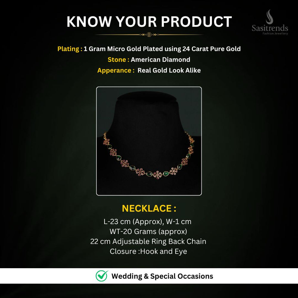 Micro Gold Plated AD Necklace Measurement Image - Sasitrends