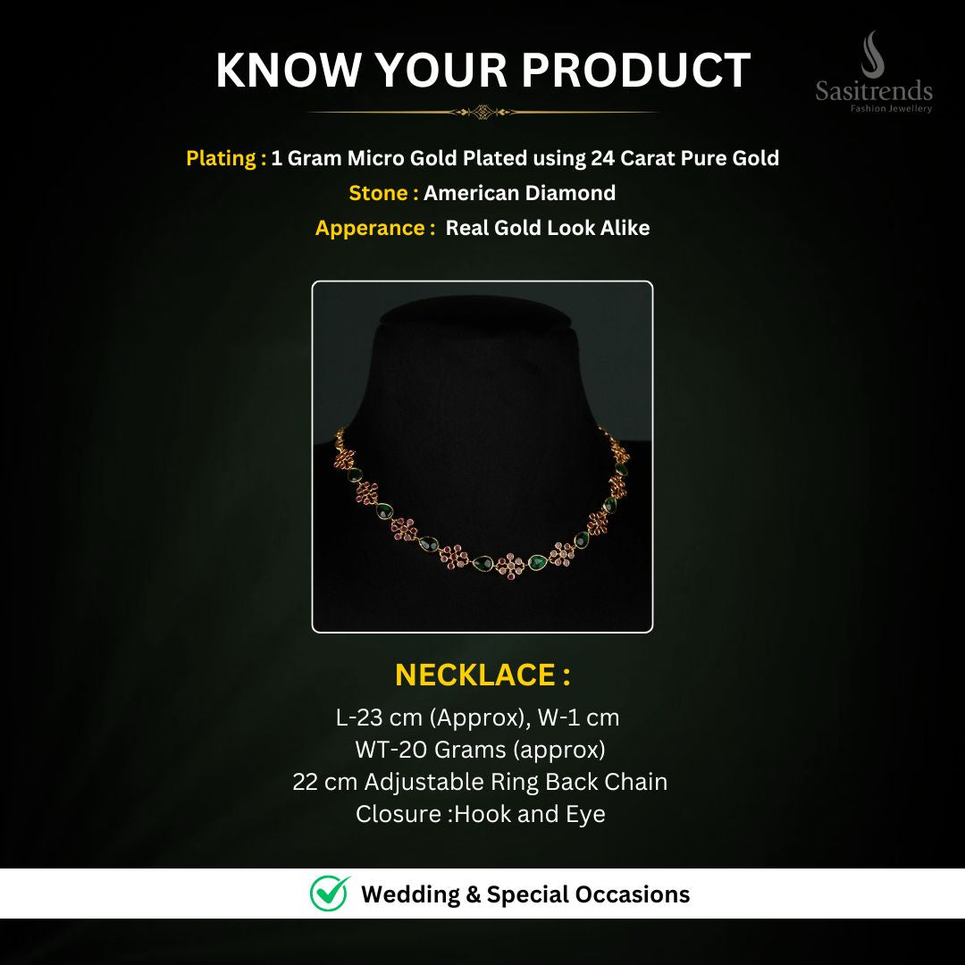 Micro Gold Plated AD Necklace Measurement Image - Sasitrends