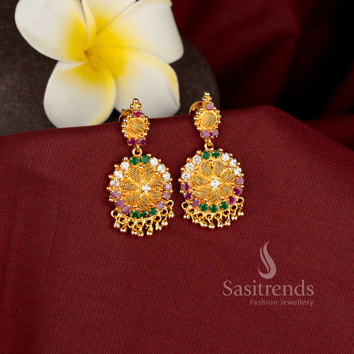 Multi Guaranteed One Gram Gold Plated Floral Earrings