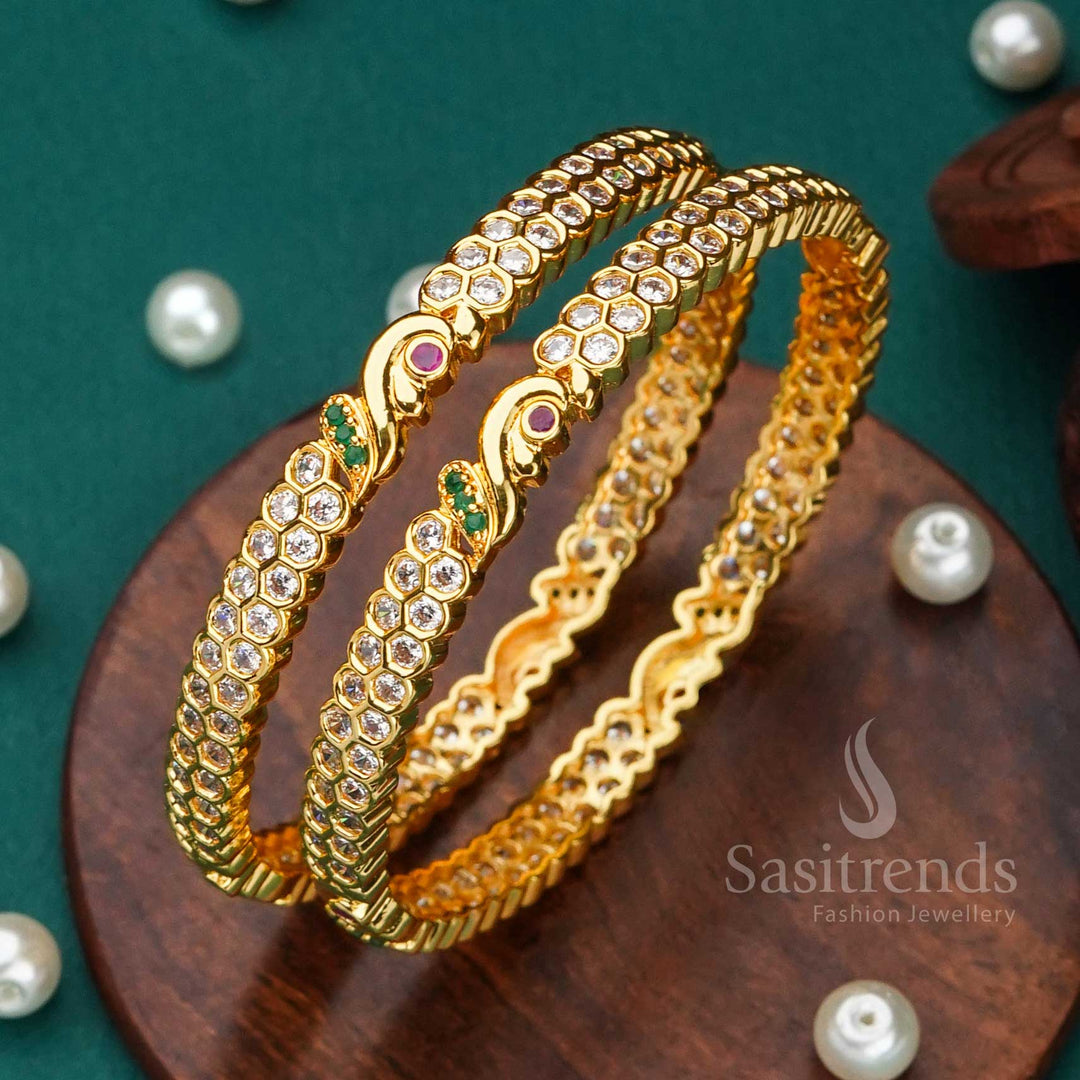 Royal multi-color studded bangles, micro gold-plated with American diamond stones, vibrant ethnic jewellery for women’s statement fashion - Sasitrends