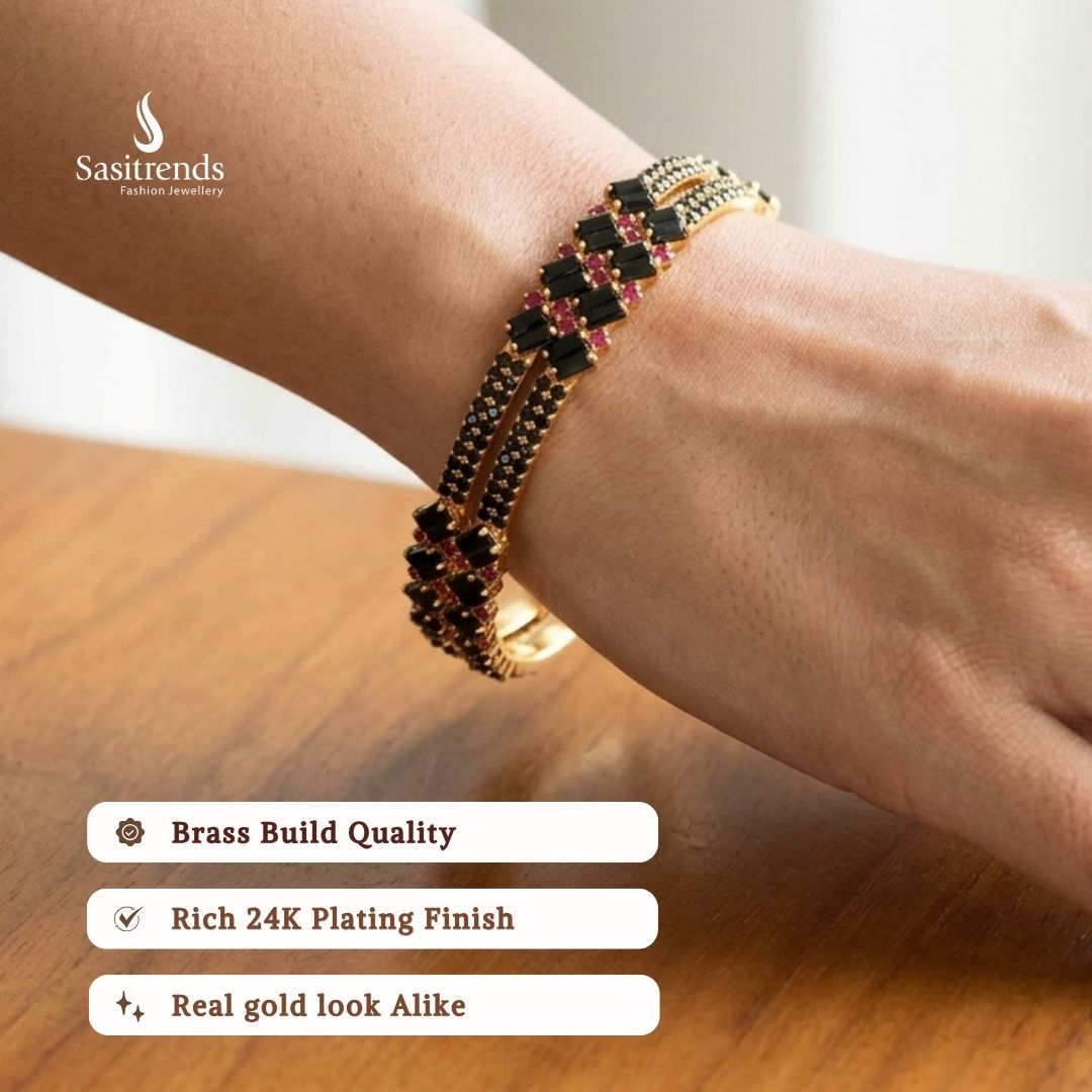 Guaranteed Micro gold plated AD stone bangles model image - Sasitrends