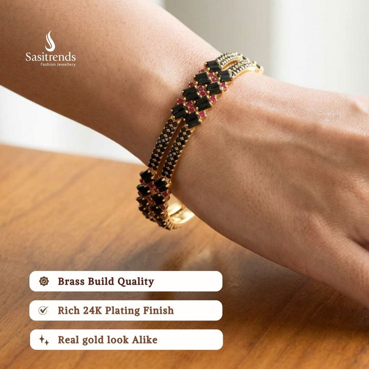 Guaranteed Micro gold plated AD stone bangles model image - Sasitrends