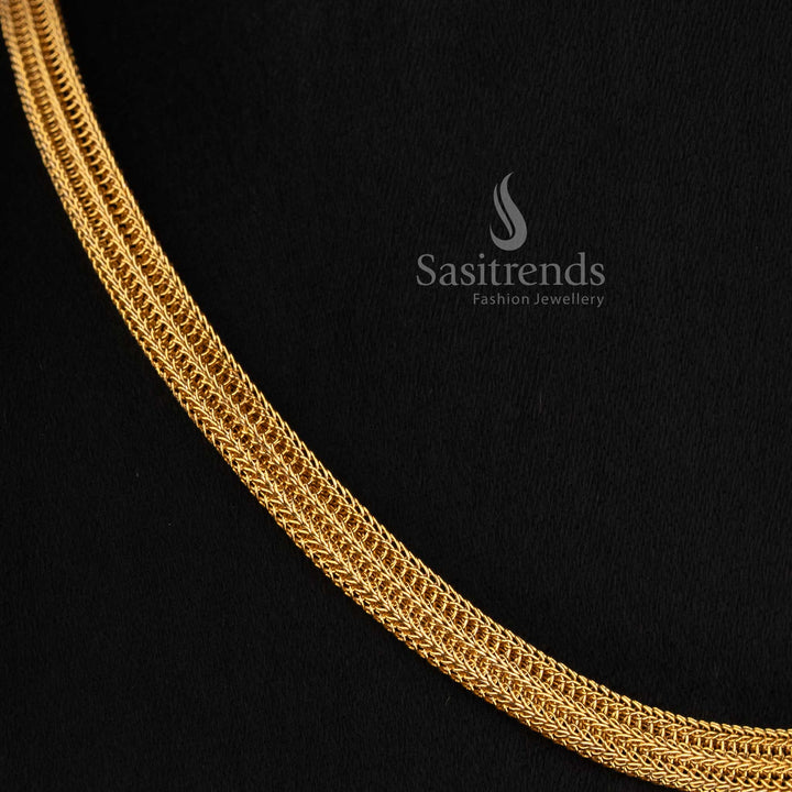 Traditional Matte Gold Plated Multi-Strand Flexible Woven Flat Chain Necklace - Sasitrends