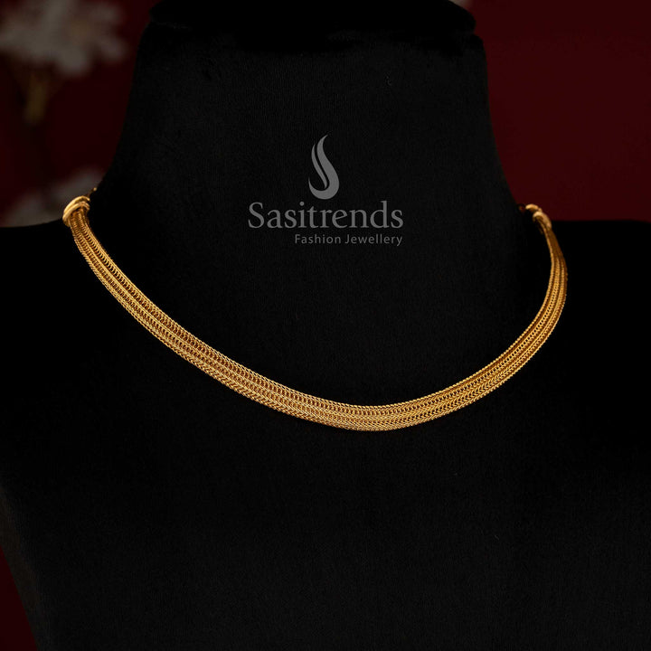 Matte Gold Plated Flexible Mesh Flat Chain Necklace for Women - Sasitrends